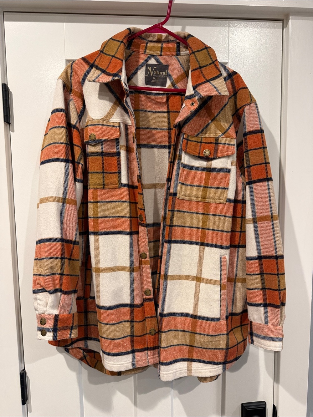 Natural Reflections Orange Plaid Shacket
